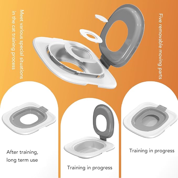 Upgraded Cat Toilet Trainer Kit, Universal Reusable Cat Potty Toilet Training Kit, Removable Cat Toilet Training Kit, Toilet Litter Box Trainer for Home Pet Care (Gray)