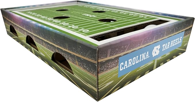 Pets First NCAA North Carolina Tar Heels Cat Scratcher Box, Game Day Cat Toy, NCAA Football Field Designed Cat Scratcher and Lounge, Stimulating Cat Game