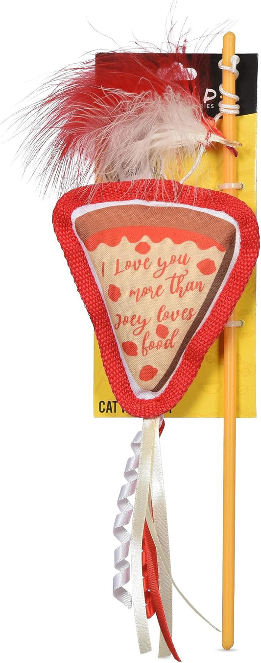 Friends The TV Show Cat Toy Joey Loves Pizza Catnip Wand, Catnip Inside | Friends for Pets | Interactive Toy for Cats, Dancing Teaser with Ribbons | Cat Exercise Toy with Feathers and Catnip