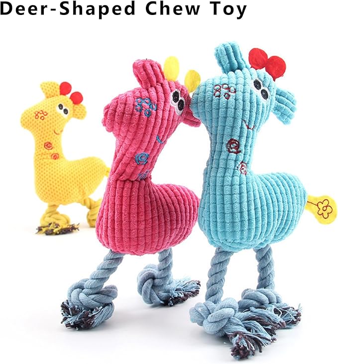 Dog Squeaky Toys for Small Dogs & Puppies – Durable Chewable Deer-Shaped Plush with Squeaker, No Stuffing, Interactive Puppy Teething Toys for Boredom Relief – Great Dog Birthday Gift