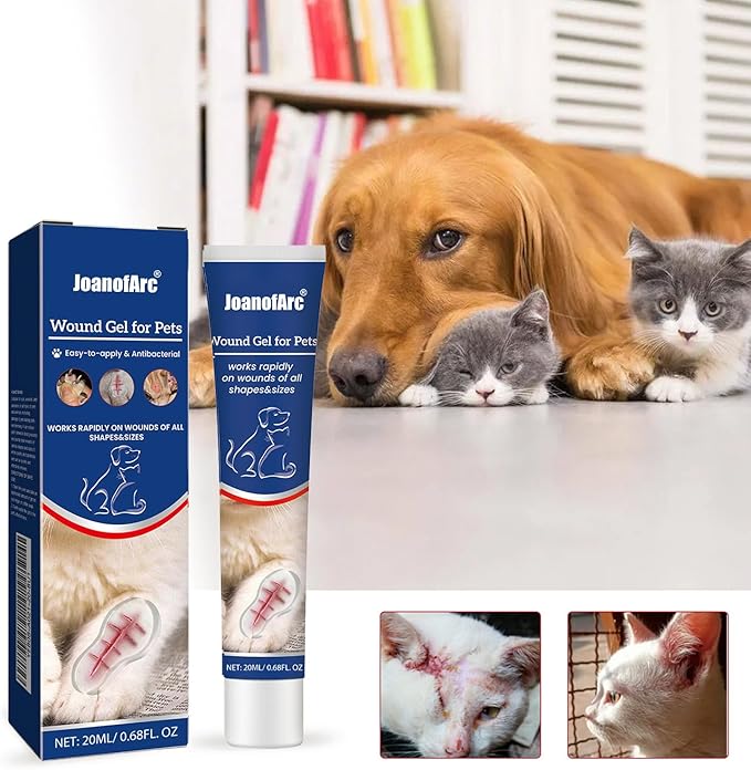 JoanofArc Pet Dog Wound Care Hydro Gel&Dog Hot Spot Gel -Cat Healing Aid for Wounds,Helps with Cuts,Bites,Ulcers & Burns,Relieves Skin Allergies& Itchy Skin,Dog First Aid Kits, 20ml x 2 Pack