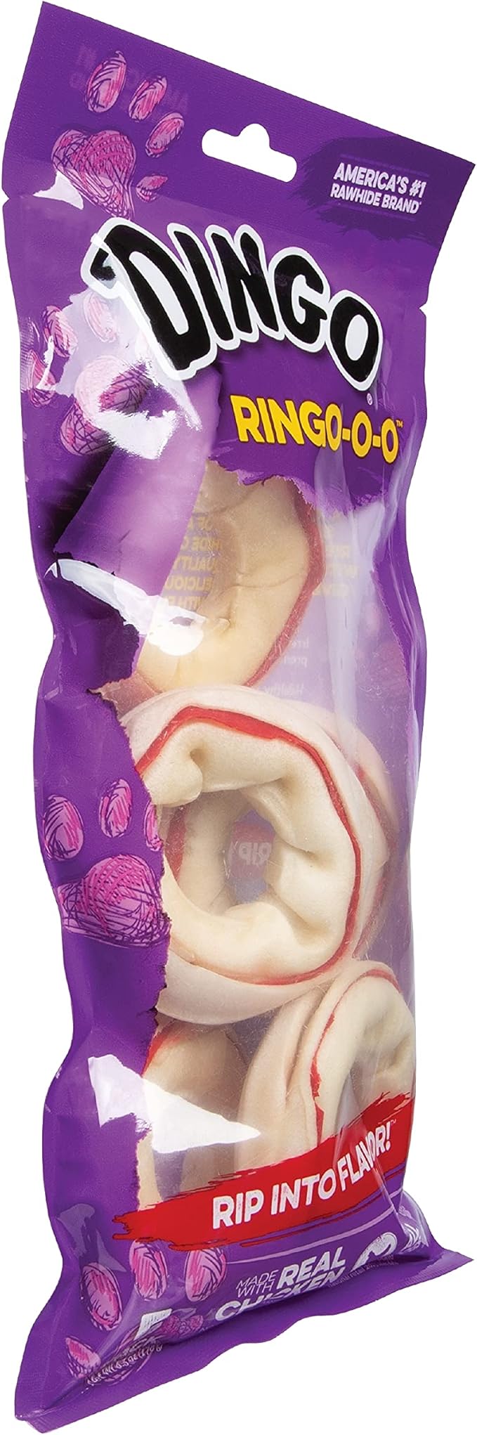 Dingo Ringo-o-o, Ring-Shaped, Rawhide Chew for All Dogs, 5 Count (Pack of 5)