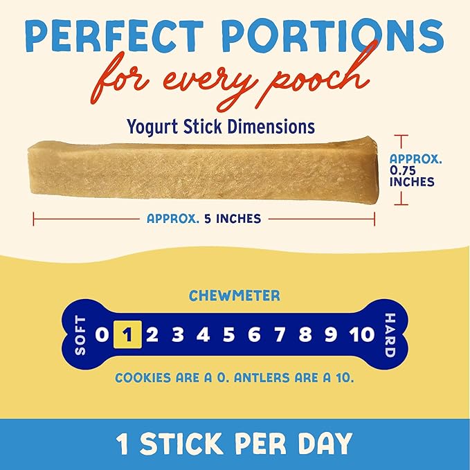 Himalayan Dog Chew Yogurt Sticks, Peanut Butter, Dog Treats with Prebiotics, Probiotics & Protein, Digestive Support, Lactose & Gluten Free, Natural Dog Treat for All Breeds, Made in America, 4pk