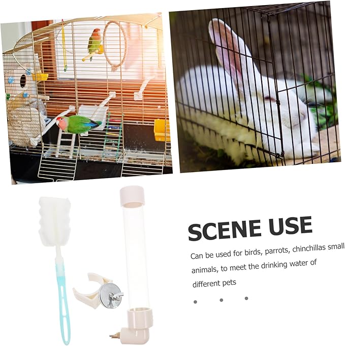 HEMOTON 1set Automatic Parrot Drinking Device and Water Feeder External Bottle for Small Animals Easy Installation Space-Saving Design for Pet Bird Cages