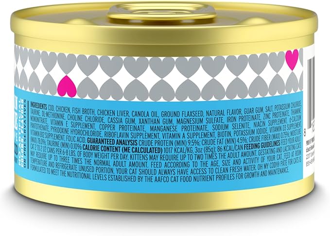 I AND LOVE AND YOU Wet Cat Food - Oh My Cod Pâté - Cod Recipe, Grain Free, Filler Free, 3oz Pack of 4 Cans