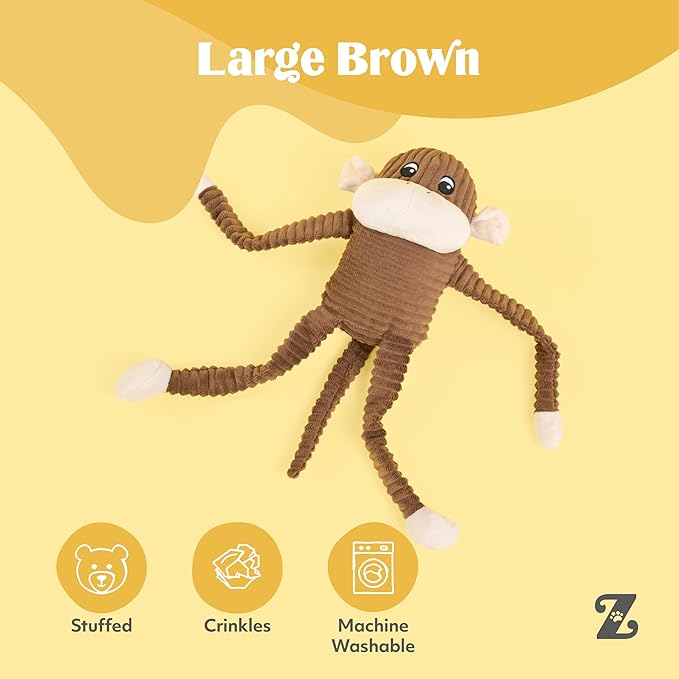ZippyPaws Spencer The Crinkle Monkey, Large