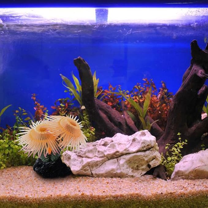 POPETPOP Simulated Coral Aquarium Decor Fish Tank Ornament Artificial Coral for Aquatic Pets Durable Resin 3.15 Inch