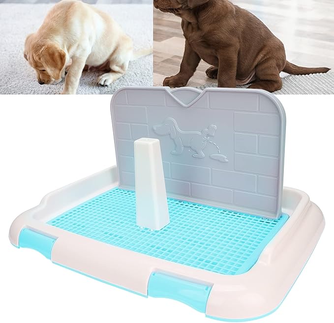Dog Toilet Indoor Puppy Training Toilet Cat Potty Fence Dog Scheduled Urination Potty Tray Dog Litter Box (Blue)