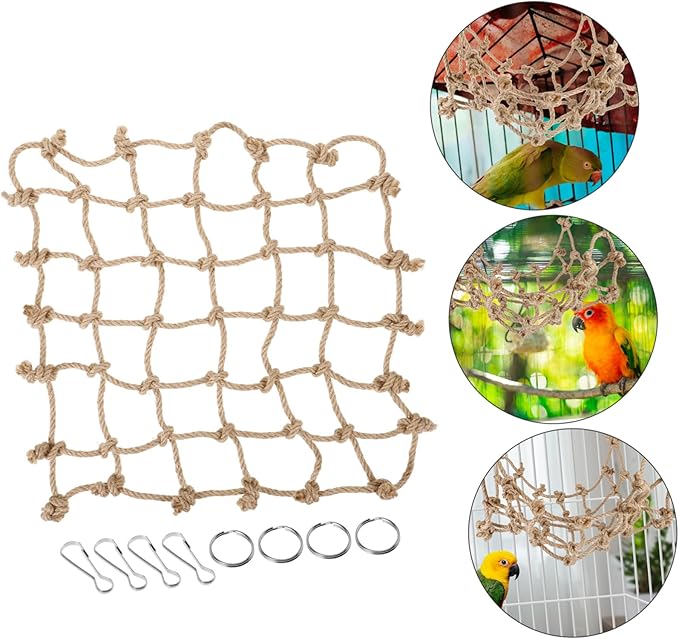 Abaodam Parrot Climbing Net Hammock Wear Bird for Pet Birds Hanging Accessory for Cage Sturdy Climbing Net for Parrots and Squirrels for Active Playtime