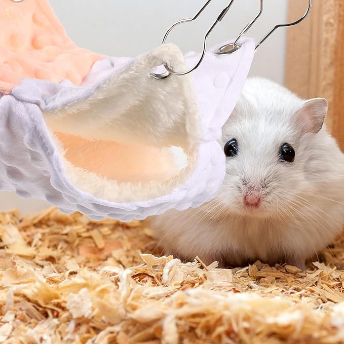Guinea Pig Hammock Bed and Hamster Resting Hammock Double-Layer Warm Fleece Small Pet Sleeping Nest for Squirrels and Birds Cage Accessories
