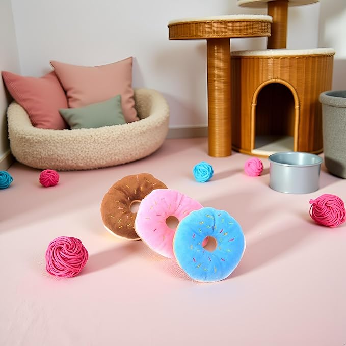 Random Color Pet Toy Donut-Shape Squeaky Squeaker Puppy Dog Pet Cat Kitten Sound Chews Toy Sturdy and Practical Simple and Sophisticated Design