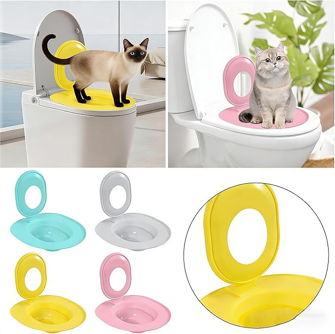 Cat Toilet Seat Training Kit,Reusable Plastic Trainer for Pet Cleaning,Removable Pet Toilet Training System,Portable Trainer for Home Pet Shop Pet Care,Easy Installation,Stable and Durable (Blue)