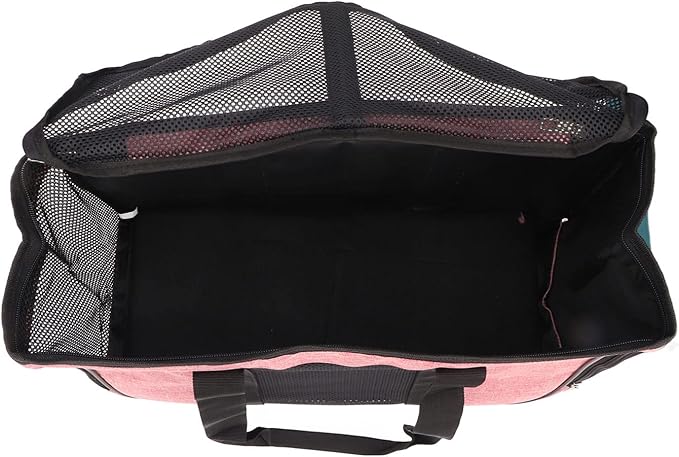Cat Carrier Breathable Prevent Escape, Portable Cat Travel Carrier for Small Animals, Soft Cat Bag with Adjustable Shoulder Strap, 2 Storage Pockets for Pet Toys and Food, Ideal fo (Pink with Black)