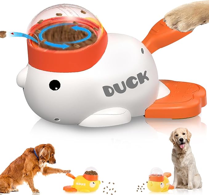 Interactive Dog Toys Food Puzzle Slow Feeder, Cat Treat Dispenser Toy Duck-Shaped Enrichment Toy for for Small Cats,Dogs,Other Pets