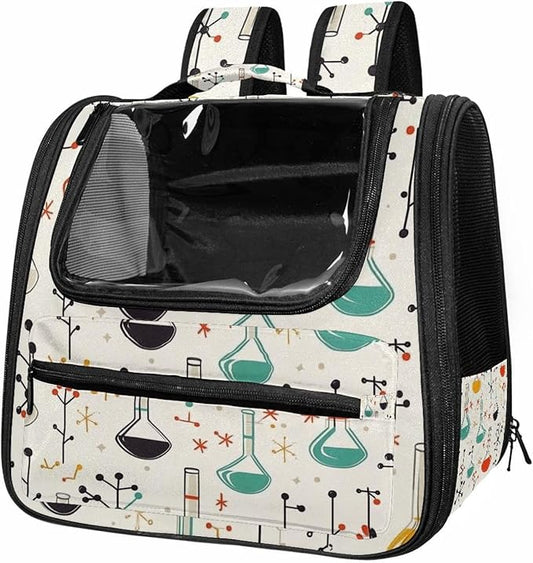 Chemistry with flasks Test Tubes molecul Cat Backpack Carrier Pet Backpack Carrier for Small Dogs and Medium cat Puppy Kitten Bunny