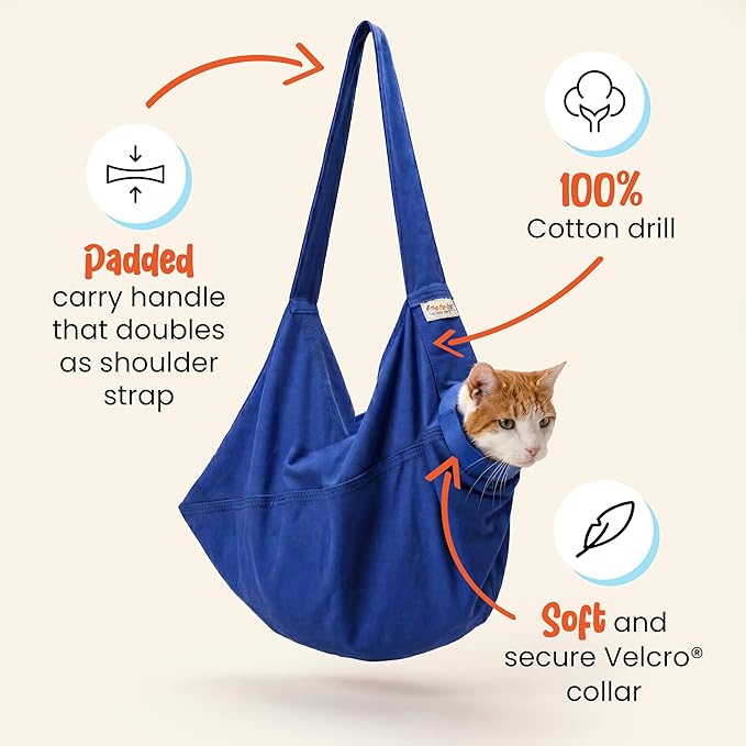 Cat-in-the-Bag Cozy Comfort Carrier - X-Small Cobalt Blue Cat Carrier Soft for Grooming, Vet Visits, Medication Administration, Dental Care, Nail Trimming, and Car Travel