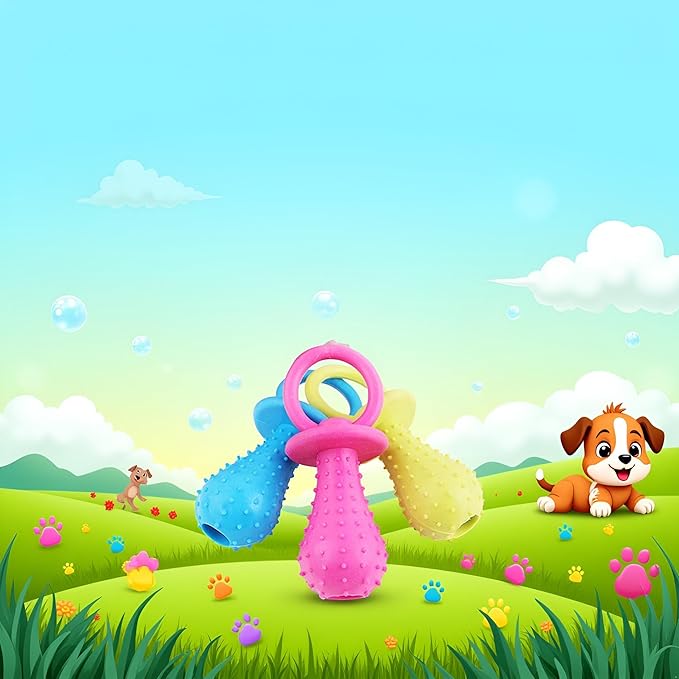 Jinshining Blue Dserw Dog Pacifier Chew Toy, Mini Bite Resistant Bell - Shape Rubber Pacifier Pet Molar Chew Training Toy, Bell Chewing Playing Training Toy for Puppy/Dog/Cat