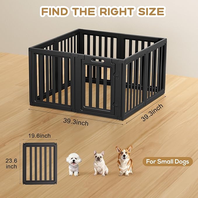 Dog Playpen, Clear Dog Pen, Dog Pen Indoor, Easy to Install and Remove Dog Play Pen, Puppy Playpen Suitable for Dogs, Cats,Dog Playpen Indoor(Black, 23.6 Inch Height, 8 Panels)