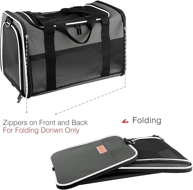 Cat Carrier - Portable Foldable Dog Pet Carrier, Soft-Sided Pet Bag up to 22 Lbs, Airline Approved Travel Puppy Carrier