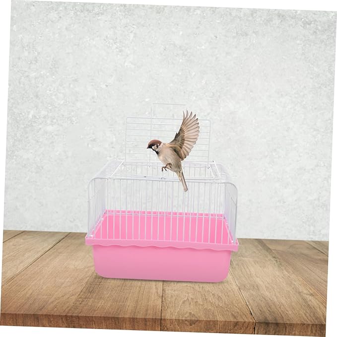 Yardwe Portable Bird Carrier Cage for Lovebirds and Parakeets Lightweight Plastic Travel Cage Transparent Window for Small Birds and Pets