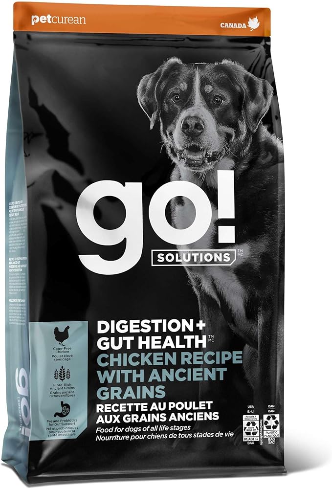 Go! Solutions Digestion + Gut Health Chicken Dry Dog Food, Premium-Quality Kibble for Gastrointestinal & Digestive Wellness, Supports Sensitive Stomachs, for Puppies, Adults & Seniors, 3.5 lb Bag