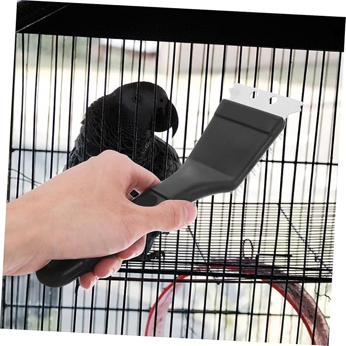 Birdcage Accessory Non-Shedding Bristles Stainless Steel Shovel Bird Droppings Cleaning Birdcage