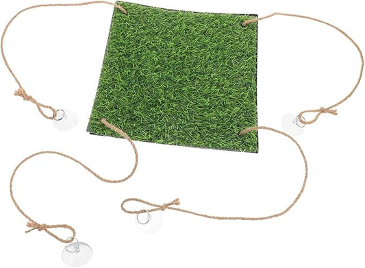 COLLBATH Artificial Grass Hammock for Small Pets Gecko Climbing Net and Bird Cage Accessory Indoor Outdoor Use Fun Habitat Enhancer for Lizards and Birds