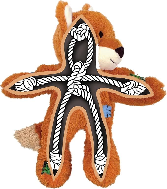 KONG Wild Knots Dog Toys – 2 Pack – Durable Plush Dog Toy with Internal Knotted Rope & Squeaker (Fox, Medium/Large)