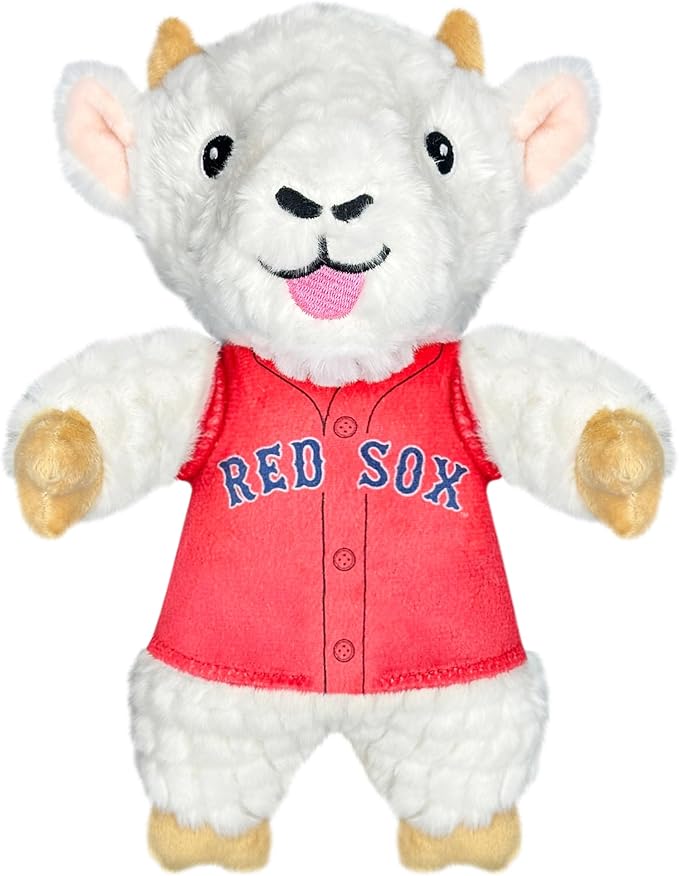 Pets First MLB Boston RED SOX Goat Plush Toy for Dogs and Cats with Squeaker, Wearing a Team Jersey! Fun & Sporty Goat Shaped Dog Chew Toy, Interactive Pet Toy