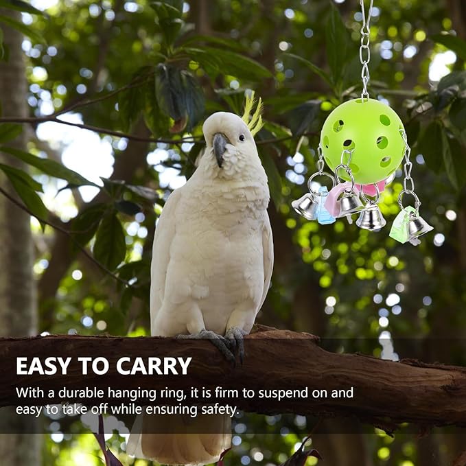 NUOBESTY Parrot Hanging Bell Ball Colorful Bird Cage Chew with Bell for Cage Decoration Suitable for Pet Birds