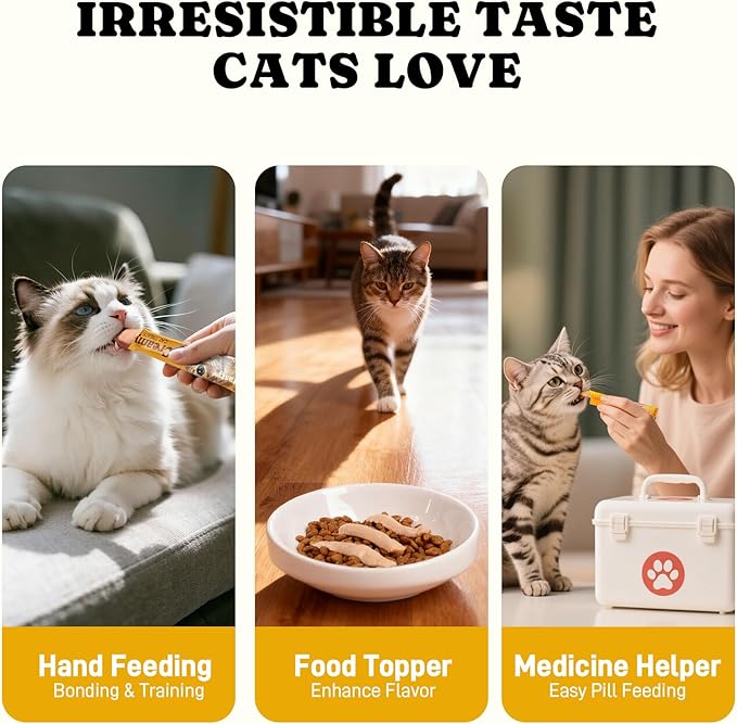 Lickable Cat Treats, High Moisture Hydrating Creamy Puree Squeeze Tubes, Variety Pack, 80 Tubes 0.5oz, Grain-Free, Omega Oils & Vitamin E, Skin & Coat Health, Digestive and Immune Support