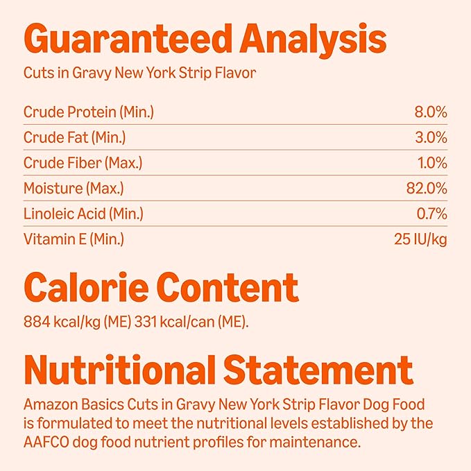 Amazon Basics Wet Dog Food Cuts in Gravy Variety Pack, Ribeye Flavor and New York Strip Flavor, Made with Real Chicken and Beef, 13.2 Oz, (6 cans of Each Flavor. 12 cans in Total)