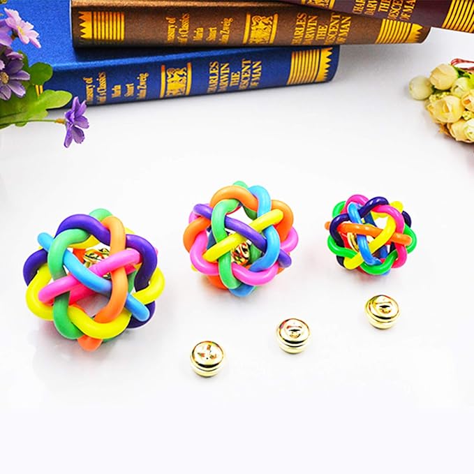 Wiggle Ball Dog Toy 6 Sizes, Pet Toys Colorful Interactive Balls with Bell