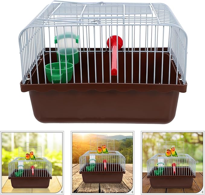 LALAFINA Portable Bird Cage for Travel with Perch Food Box Waterer Abs Iron Construction Spacious Lovebird and Small Parrot Carrier Carry Bird Travel Crate for Outdoor Use