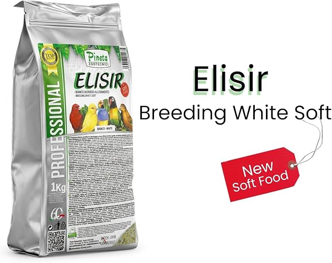 PINETA Elisir White Soft Breeding Bird Food and Nestlings - 1Kg for Seed Eating Birds, Complementary Soft Feed for Breeding, Nestlings Growth, Brooding Parents, Canaries & Finches