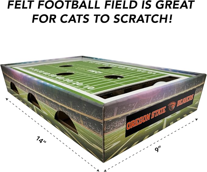Pets First NCAA Oregon State Beavers Cat Scratcher Box, Game Day Cat Toy, NCAA Football Field Designed Cat Scratcher and Lounge, Stimulating Cat Game