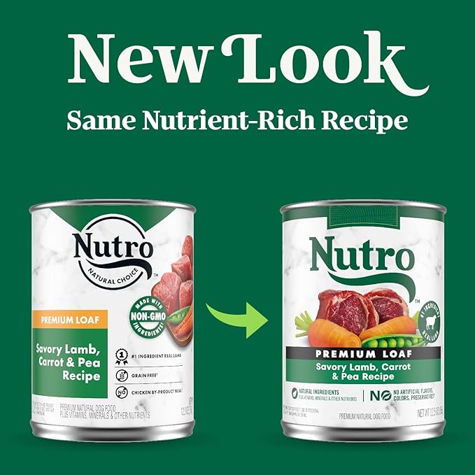 Nutro Natural Choice Premium Loaf Canned Dog Food, Adult Wet Dog Food Lamb Recipe 12.5 oz. cans (12 Count)