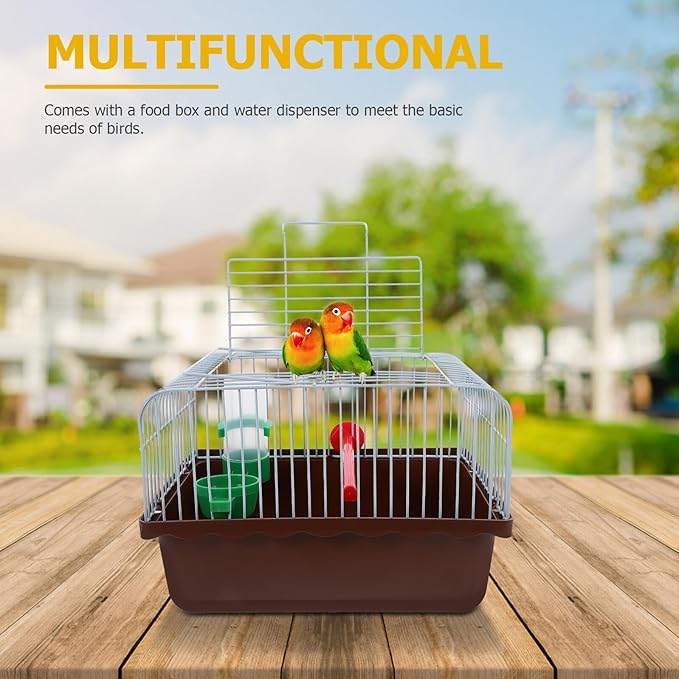 LALAFINA Portable Bird Cage for Travel with Perch Food Box Waterer Abs Iron Construction Spacious Lovebird and Small Parrot Carrier Carry Bird Travel Crate for Outdoor Use