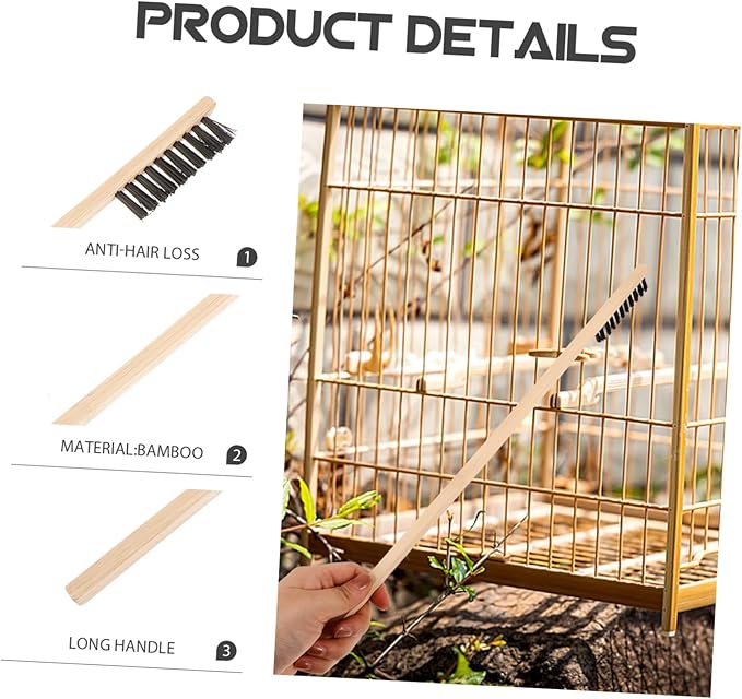 Happyyami Handle Bird Cage Cleaning Brush Cleaner for Pet Cages Lightweight Design Storage for Poop Removal and Easy Maintenance