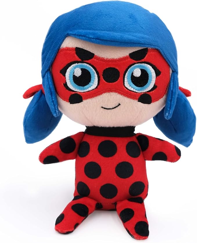 ZippyPaws Cheeky Chumz Plush Dog Toy with Squeaker, Stuffed Chew Toy Double Lined for Durability, Miraculous Ladybug