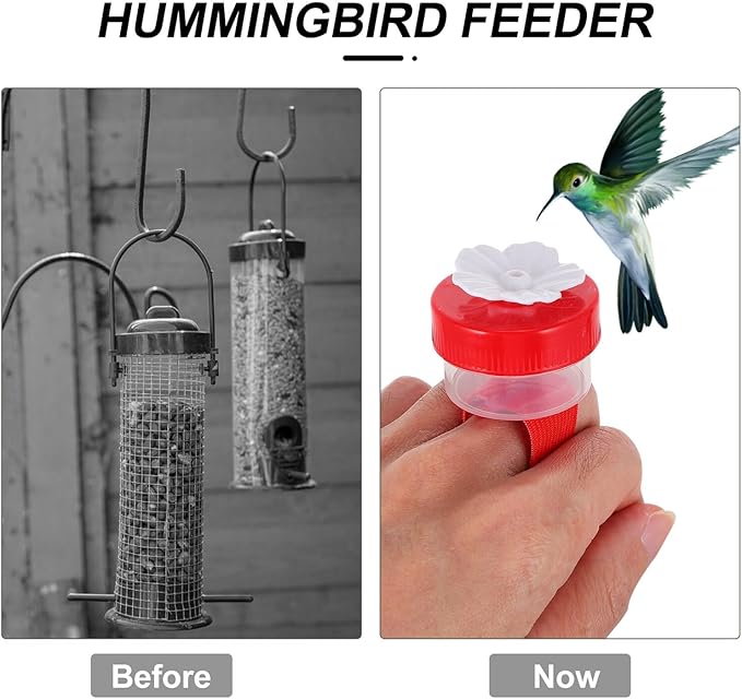 Handheld Hummingbird Feeder Plastic Bird Feeder with Replacement Flower Feeding Ports for Outdoor Garden Patio Backyard Birding Supplies Color Style