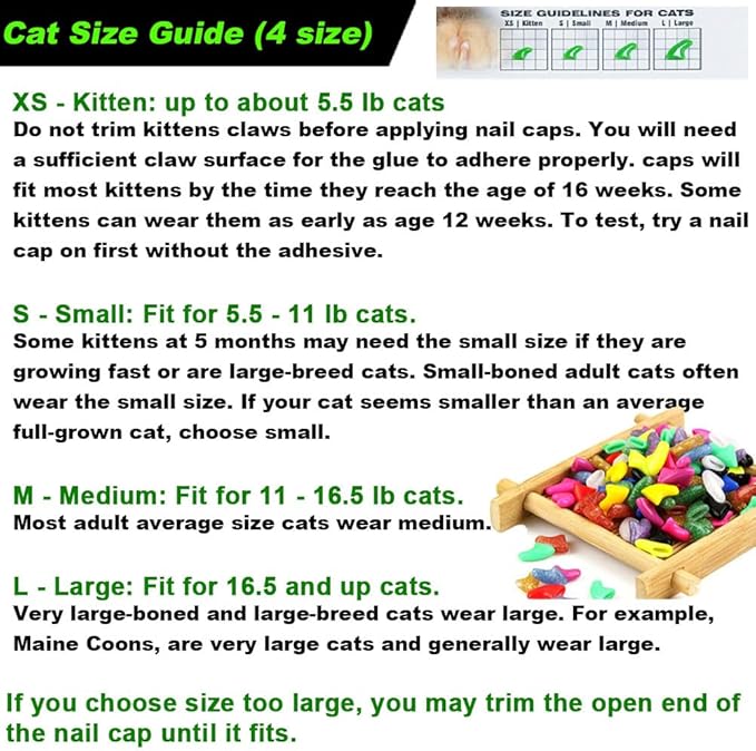 VICTHY 100pcs Cat Nail Caps with Clipper Set, Cat Nail Clipper + Nail Covers with Adhesive and Applicators Size Small (5 COLORS)