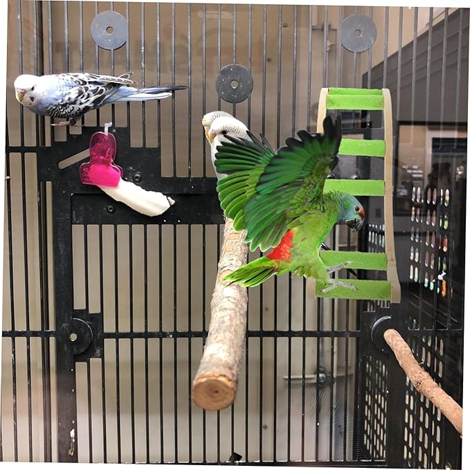 POPETPOP Hamster Climbing Ladder Toy Wooden Bird Cage Ladder Grinding Claw Feature Parrot Cage Accessories for Small Pets and Birds