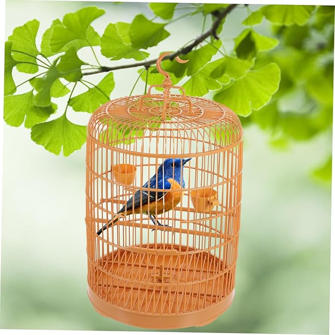 LIOOBO Hanging Bird Cage for Small Animals and Birds Durable Plastic Round Door Suitable for Parakeets Conures Hamsters and Small Pets
