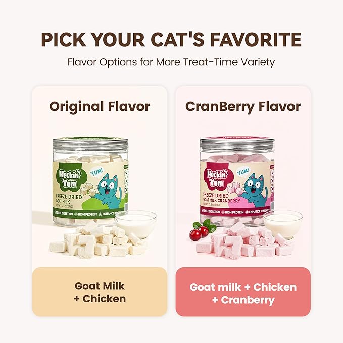 Freeze-Dried Kitten Treats with Goat Milk & Chicken – Cranberry Added for Urinary Tract Support & Digestive Comfort, Healthy Snacks Love By Adults & Seniors (2.5 oz)