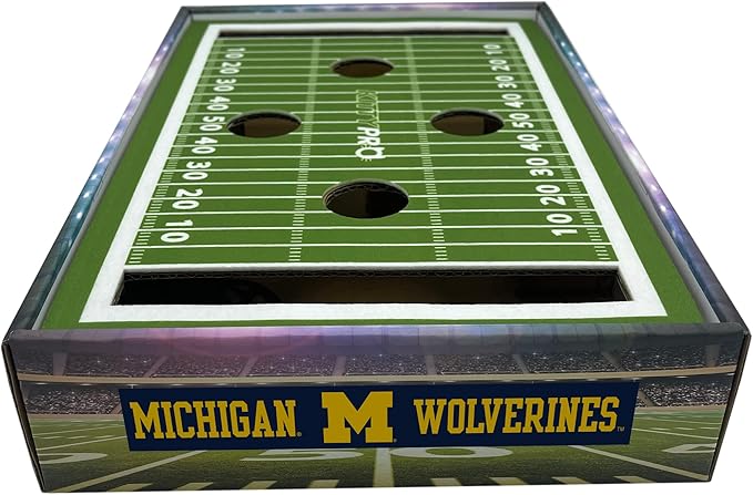 Pets First NCAA Michigan Wolverines Cat Scratcher Box, Game Day Cat Toy, NCAA Football Field Designed Cat Scratcher and Lounge, Stimulating Cat Game