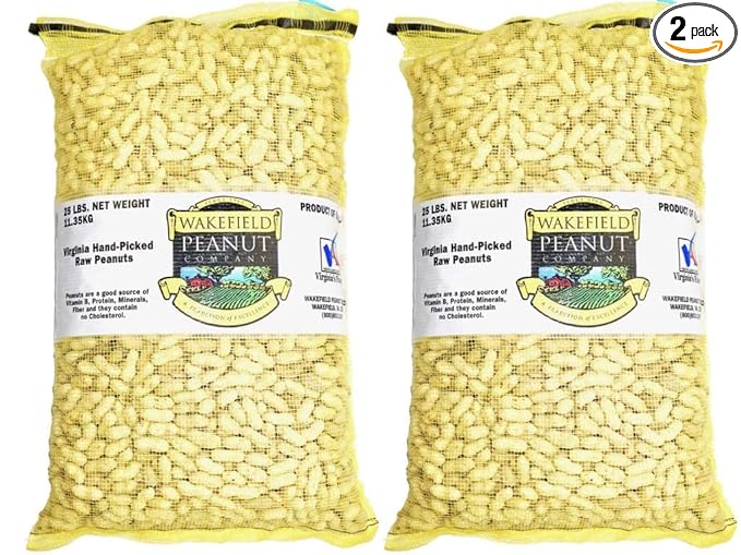 Wakefield Premium Virginia Peanuts In-Shell for Squirrels, Blue Jays & Wildlife - 25 LB Bulk Bag - Hand-Picked, Raw, Unsalted, High Protein Wild Bird & Animal Feed (50 LBS)