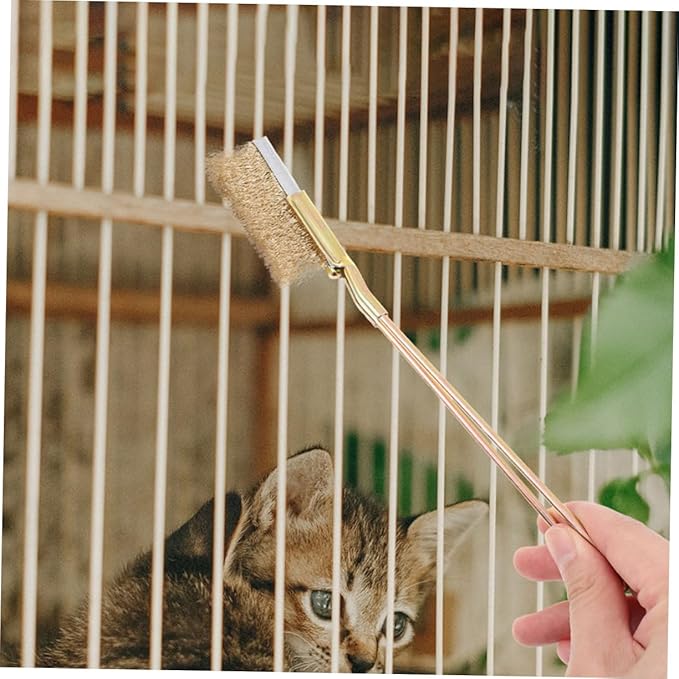 BESPORTBLE 1Set Long Handle Bird Cage Cleaning Brush Sturdy Steel Copper Wire Bristles for Deep Cleaning Platforms Accessories User Friendly Design for Easy Use Comprehensive Cage