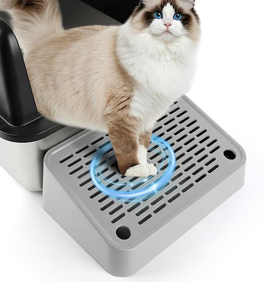 Cat Litter Box Ramp, Litter Box Step Mat with Filter Function, Cat Litter Catcher for Self-Cleaning Litter Boxes, Cats Pedal Stool Ideal for Kitten & Elderly Cats (Light Grey)