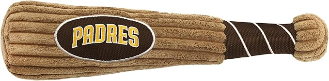 MLB San Diego Padres Baseball Bat Toy for DOGS & CATS. Soft Corduroy Plush Dog Toy with Inner SQUEAKER, MLB Chew Toys for Dogs or Cats. Durable Fun Interactive Dog Toy with Team Names and Logo